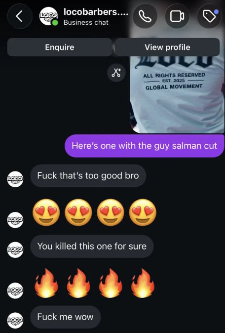 Ace, Owner of Loco Barbers reacting to the content